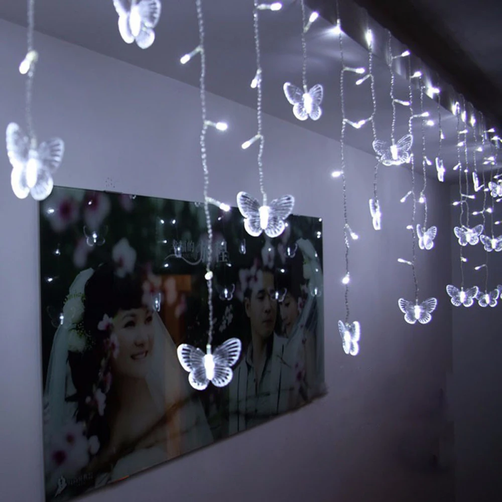 

3.5m Butterfly LED STRING Strip Festival Holiday Icicle Curtain LIGHTS CHRISTMAS WEDDING Lamps 100SMD 110V/220V EU/US/UK/AU Plug