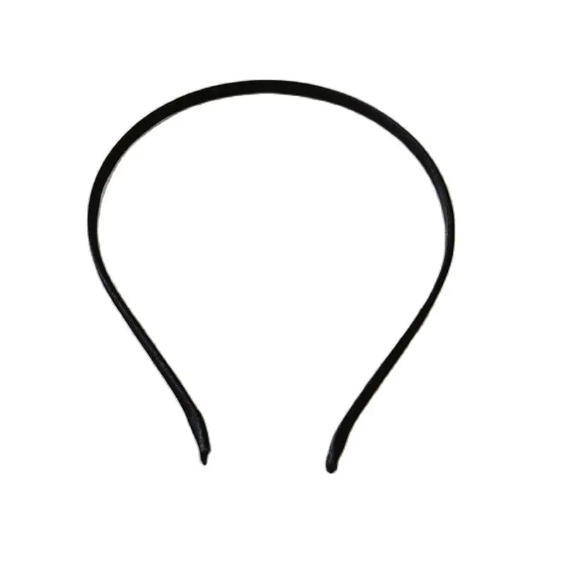 Повязка для волос атласная девочек черная широкая металлическая жесткая лента