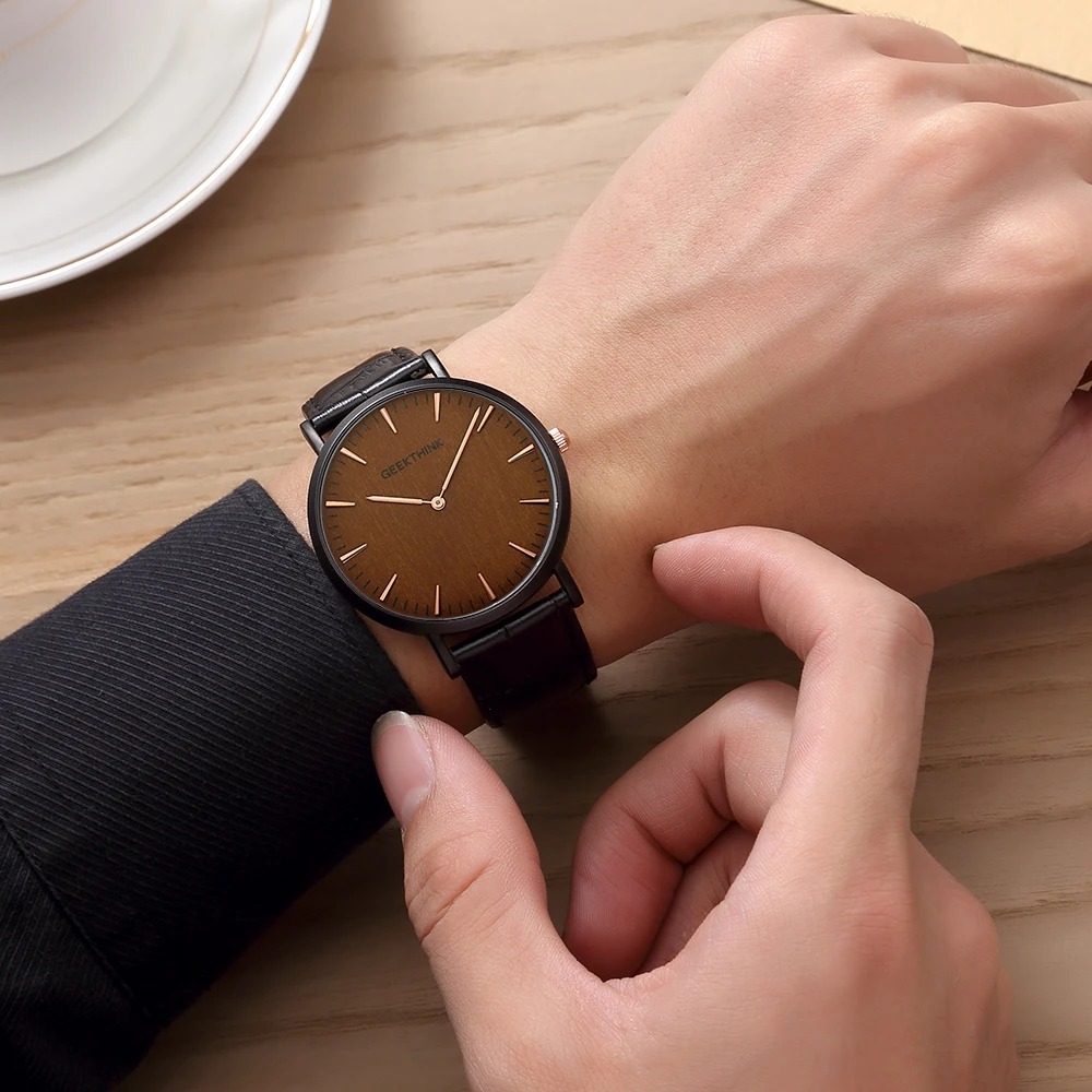 GEEKTHINK новые ультра тонкие топовые брендовые кварцевые часы Gentalman минималистичный