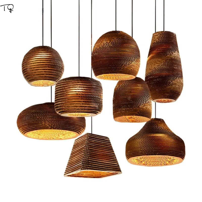 Nordic Вафельная Ткань Винтаж Бумага светодиодный подвесные светильники
