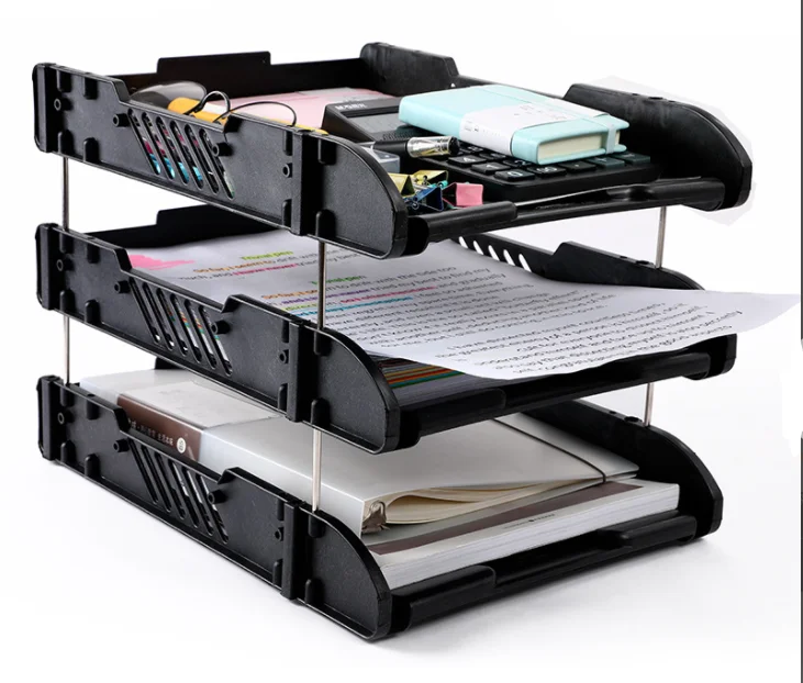 

Document Tray Desktop File Organizer Stackable 3Tier Letter Tray Holder Magazine Rack Desk Accessories Paper Storage