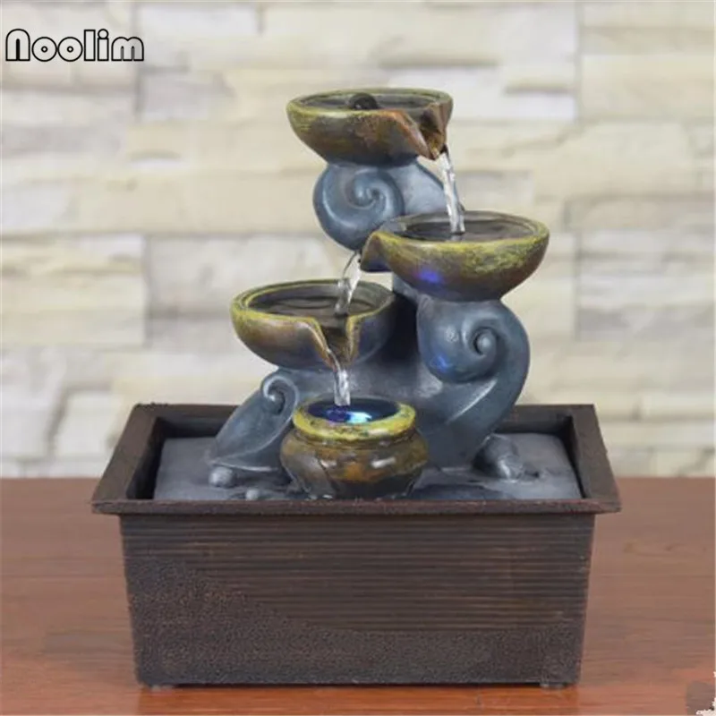 Resin Indoor Lucky Desktop Water Fountain Small Ornaments Humidifier Feng Shui Waterscape Wheel Home Decoration Wedding Gifts | Дом и сад
