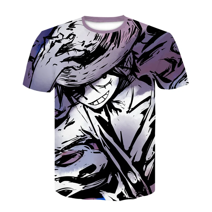 D-585 Новая футболка с Луффи из одного предмета Повседневная футболка уличная Мужская футболка с круглым вырезом Одежда для мальчиков футболка летние футболки с аниме - Цвет: D-585