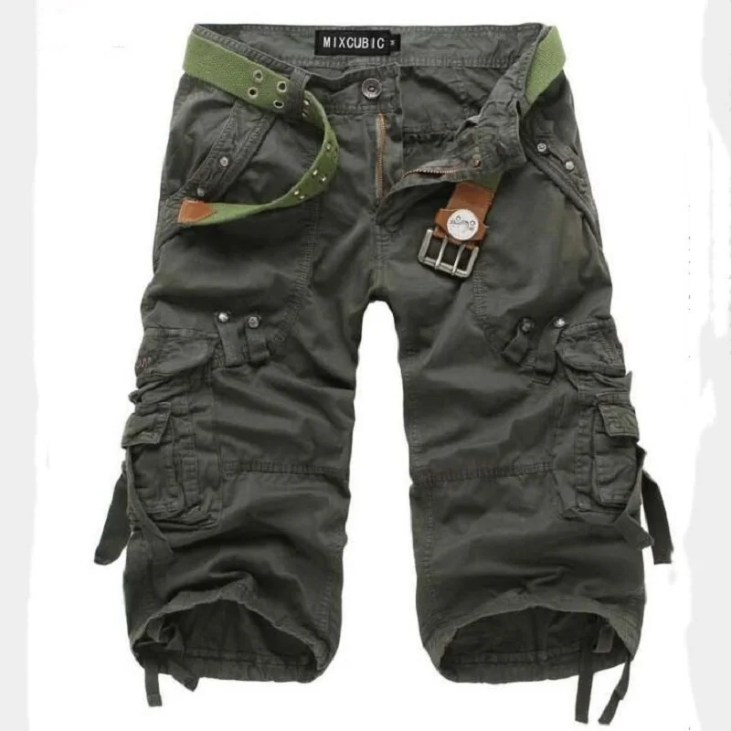 

Summer Men Fashion All-Match Solid Color Simplicity Cargo Shorts Casual Outdoor Workout Multi-Pockets Loose Waterproof Shorts