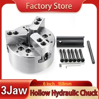 6 inch 168mm hollow 3 jaw hydraulic chuck lathe power chuck for cnc lathe boring cutting tool holder hole hydraulic