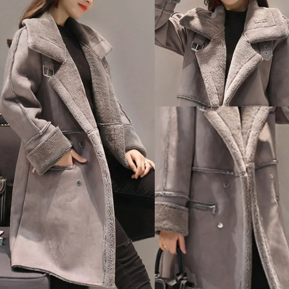 Женская блузка зимняя воротник с лацканами длинный рукав теплый флис пальто