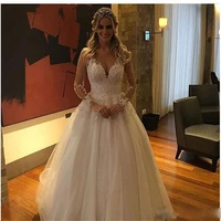2020 hot selling beaded ball gown tulle wedding dresses lace applique bridal dress see thought backless formal vestidos de noiva