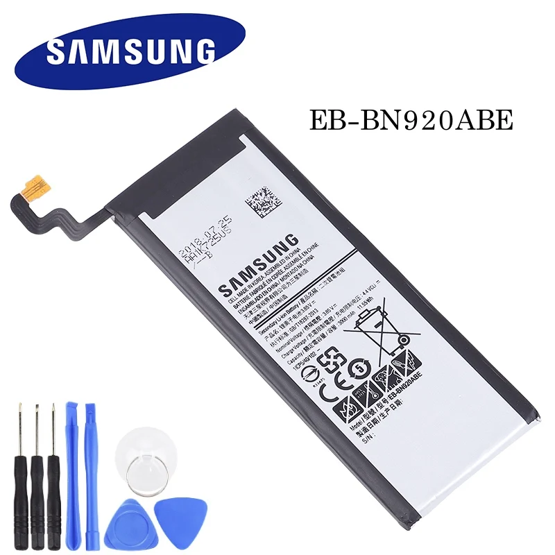EB-BN920ABE Замена Батарея для samsung Galaxy Note 5 SM-N9208 Note5 N9208 N9200 N920t N920c Аутентичные EB-BN920ABE 3000 мА-ч