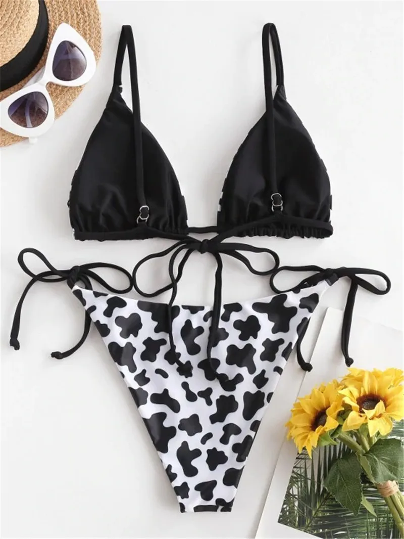 Сексуальный микро-бикини 2020 женский купальник с коровьим принтом Женский