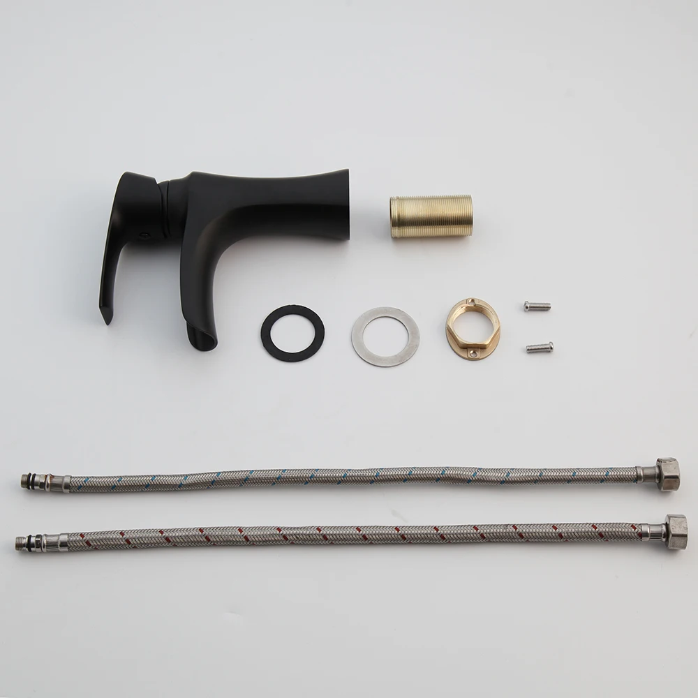 Смеситель для раковины ZAPPO латунный черный хромированный кран с щеткой из никеля