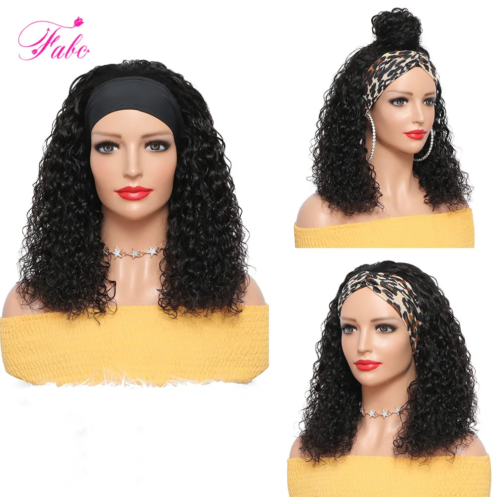 Fabc Water Wave Headband Wigs For Black Women Brazillian Hair Bob Wigs Human Hair Full Wigs 150% High Density Bouncy Curly Hair