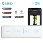 Сенсорный выключатель для штор Bseed с Wi-Fi, смарт-переключатель для штор с 4 рамками, управление через приложение, Белый беспроводной настенный сенсорный переключатель, Smart Life TUYA