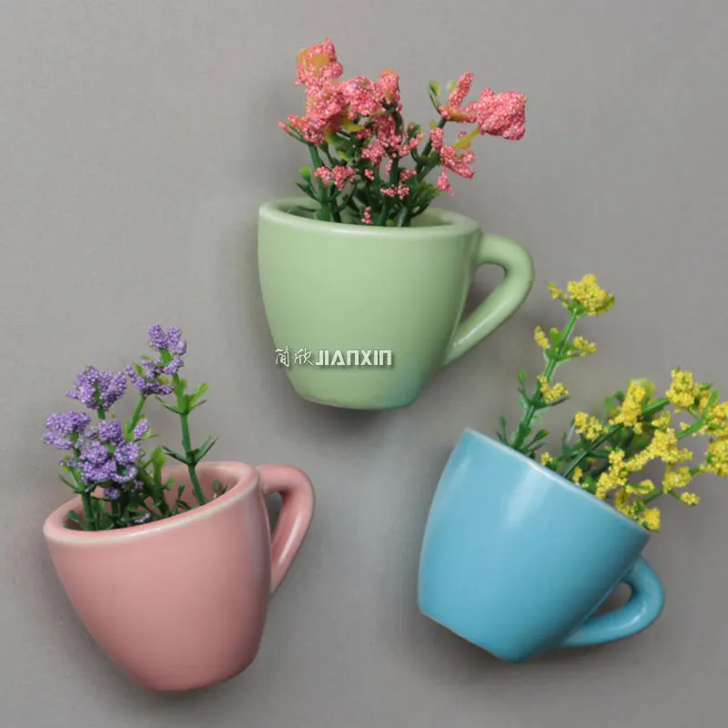 

Mini simulation plant flowers potted refrigerator stickers magnetic buckle refrigerator side decoration