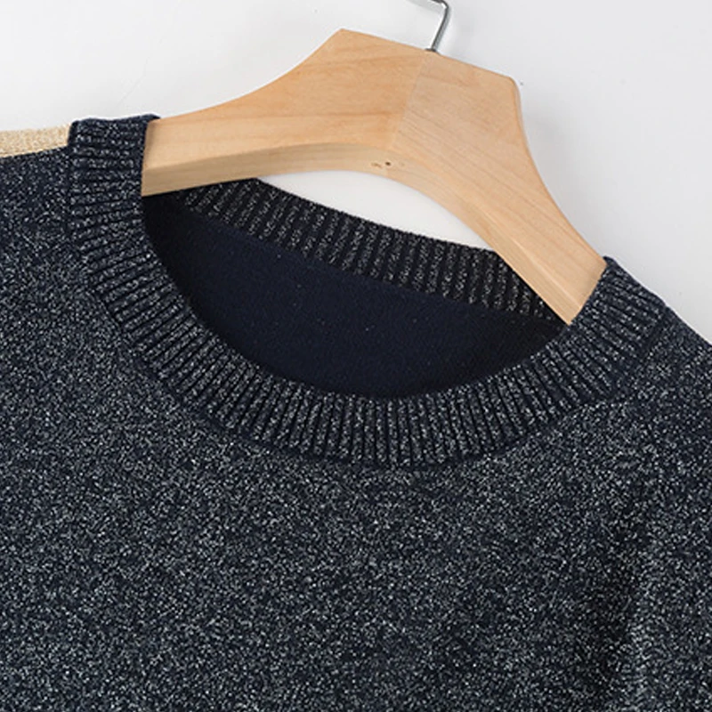 

2020 Autumn Spring Solid Women Jumpers Shiny Half Sleeve Ladies Knitted Sweater O-Neck Plus Size Female Pullovers for Outwear