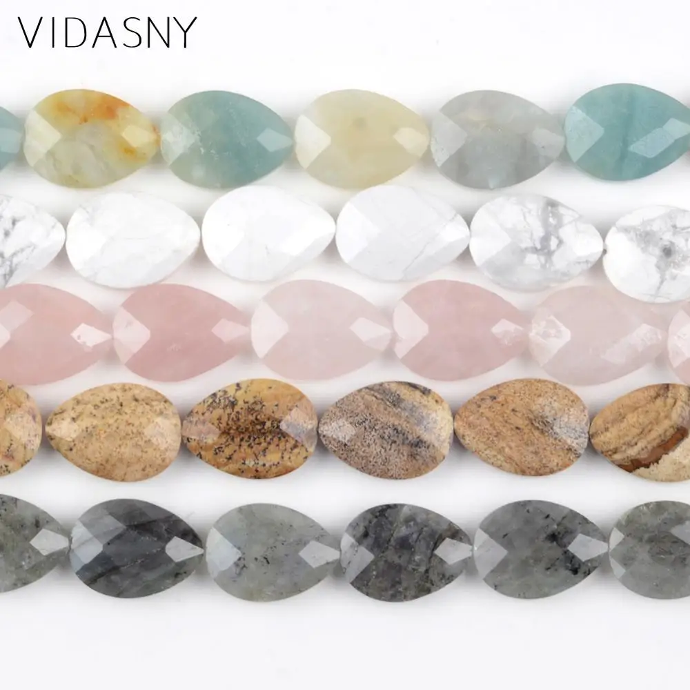 

Natural Stone Beads Waterdrop Shape Faceted Aventurine For Jewelry Making 13*18mm Spacer Beads Jewelry For Women Bracelets 15''