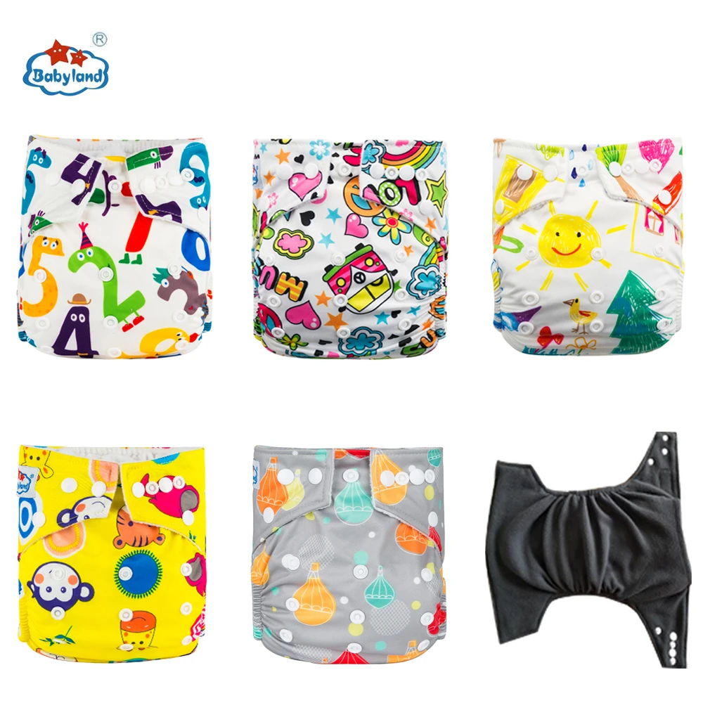 Экологичные угольные бамбуковые подгузники Fralda Ecologica Babyland 5 шт. в упаковке