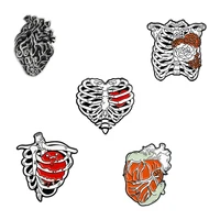 the heart enamel lapel pins flowers anatomical sternum brooches backpack badges gifts for doctors and nurses custom jewelry
