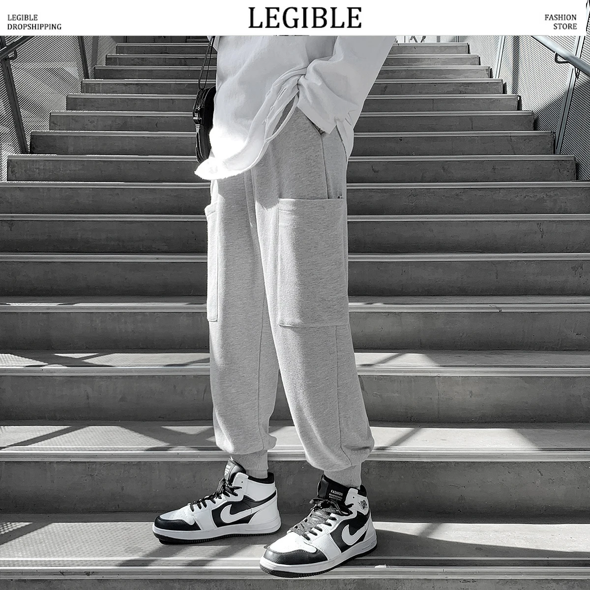 Брюки LEGIBLE мужские однотонные свободные повседневные штаны до щиколотки