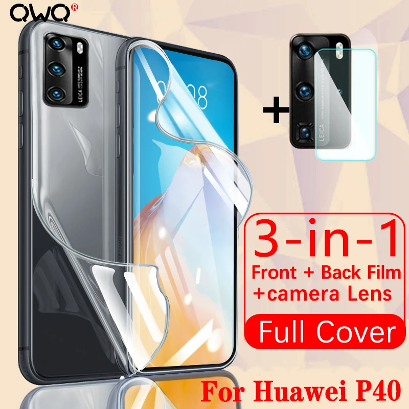 Защитная пленка для экрана смартфона Huawei P40 Pro P30 P20 Lite гидрогелевая фронтальная и