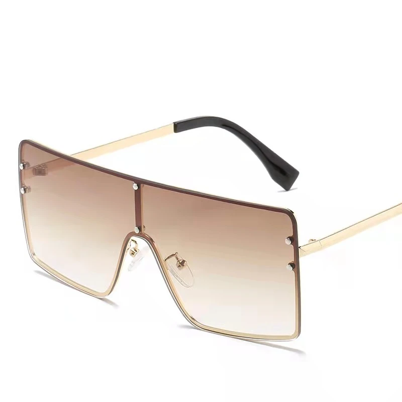 

Metal Frame Fishing Glasses Square Oversized Sunglasses Women Big Frame Colorful Female Mirror Unisex Gradient Hip Hop Shades