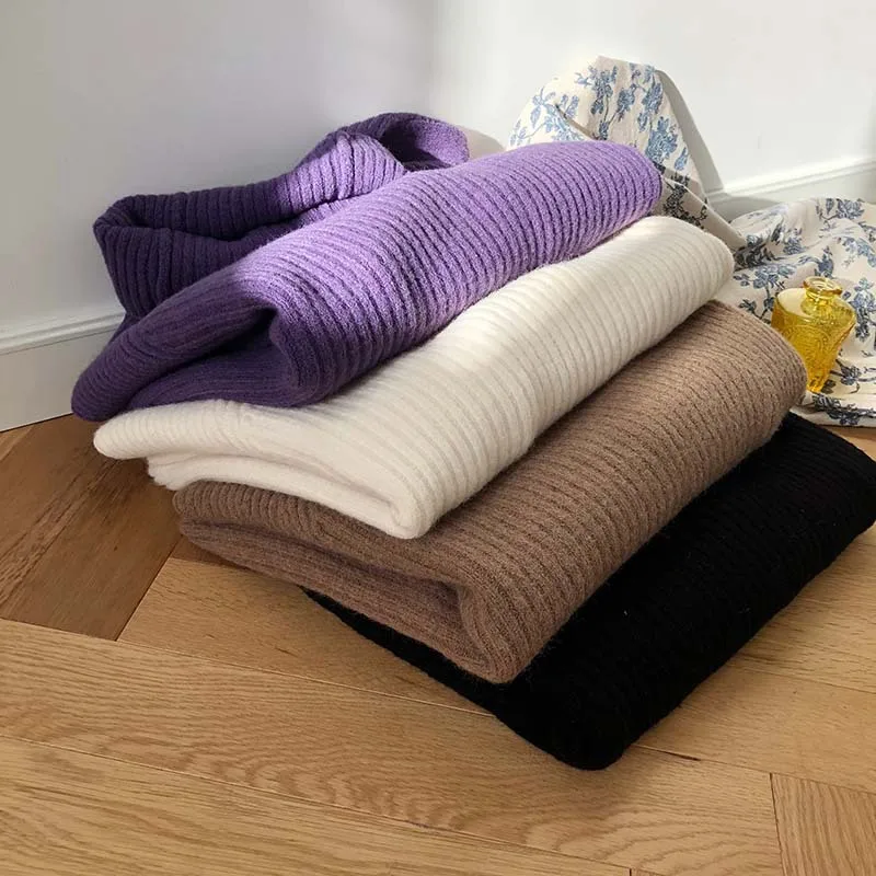 CamKemsey Winter Women Harajuku Knitted Sweaters Autumn Lazy Loose Thicken Turtleneck Sweaters And Pullovers