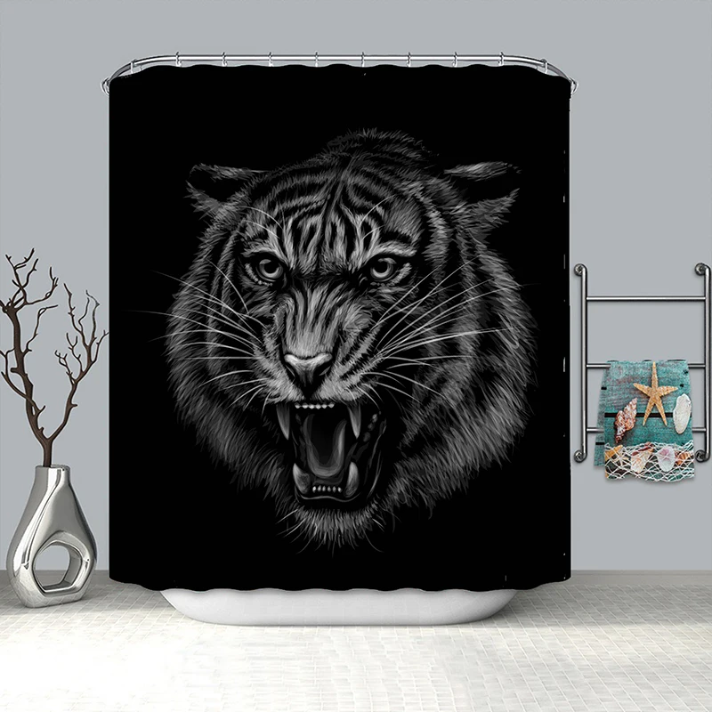 Тигр занавеска для ванной комнаты Душ занавес водонепроницаемый Новое поступление полиэстер занавеска для ванной
