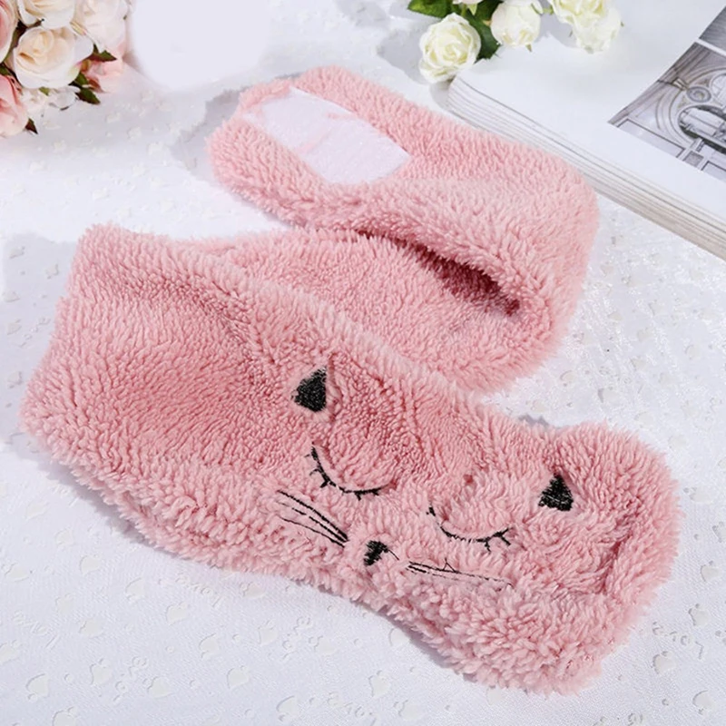 Female Bath Shower Elastic Headwear Wide Bandana Makeup Wash Face Cosmetic Sticky Plush Hair Band Cute Cat hair accessories |
