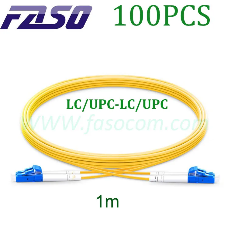 

(В наличии) 100 шт., 1m LC/UPC-LC/UPC, оптоволоконный патч-корд, одномодовый DX-сердечник, 3,0 мм, оптоволоконный джампер, желтый LSZH Jac