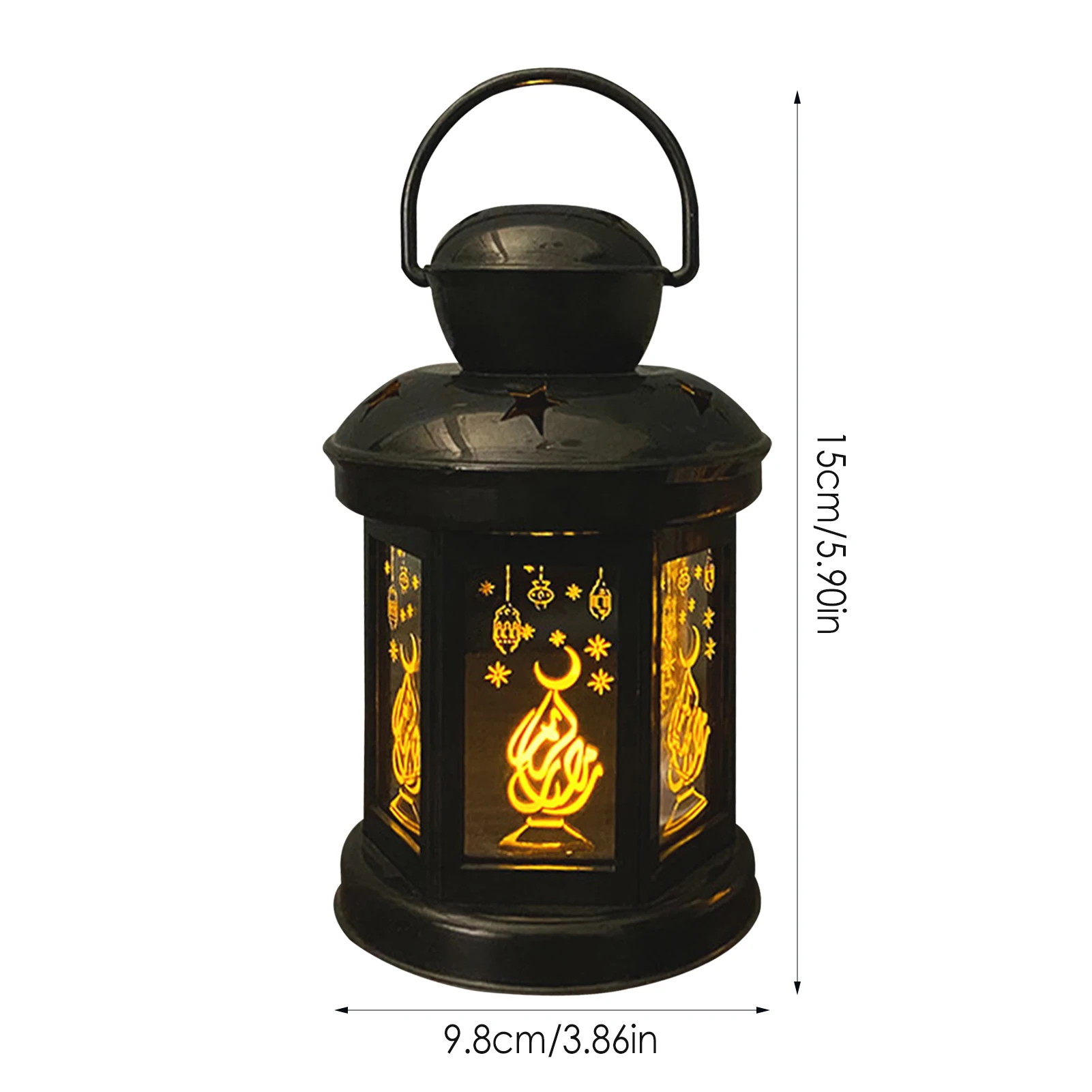 

Eid Ramadan Lantern Light Moon Star Outdoor Hanging Ornament unique holographic starlight creates flicker effect High Brightness