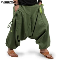 fashion men harem pants joggers streetwear elastic waist loose drop crotch trousers men 2021 pockets solid pants incerun s 5xl 7