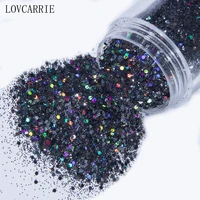 1 jar mix black glitter nail art powder sequins holographic color nails flakes paillette shine laser manicure nail decorations