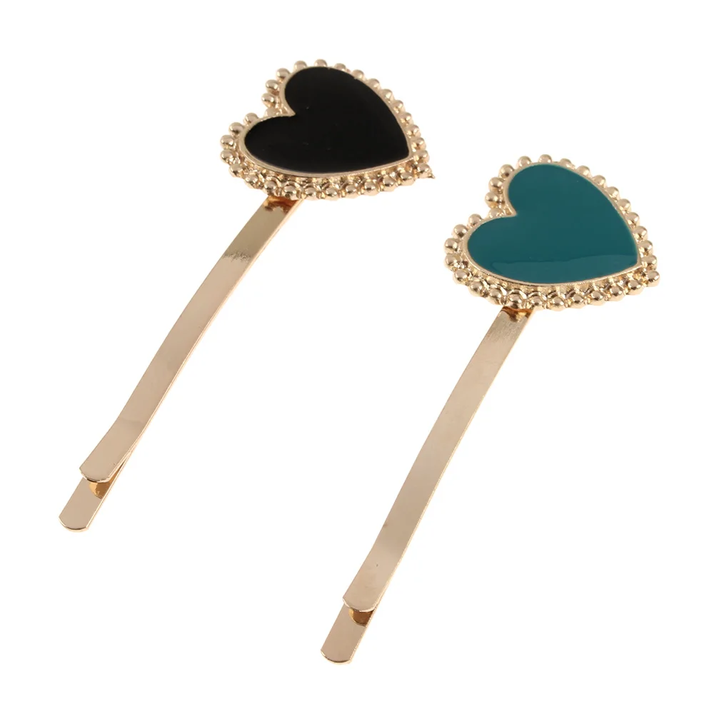 Стильные металлические заколки для волос в форме сердца стиле платья простые