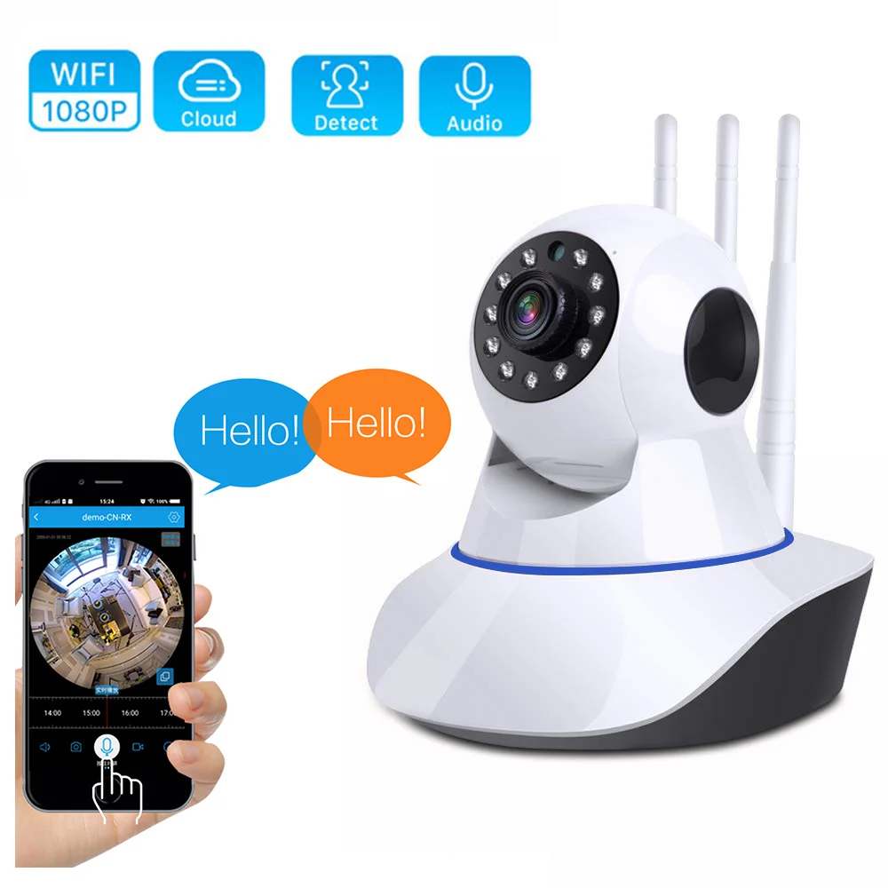 HD 1080P Облако IP Wi Fi Камера домашней безопасности Видеоняни и радионяни Ночное