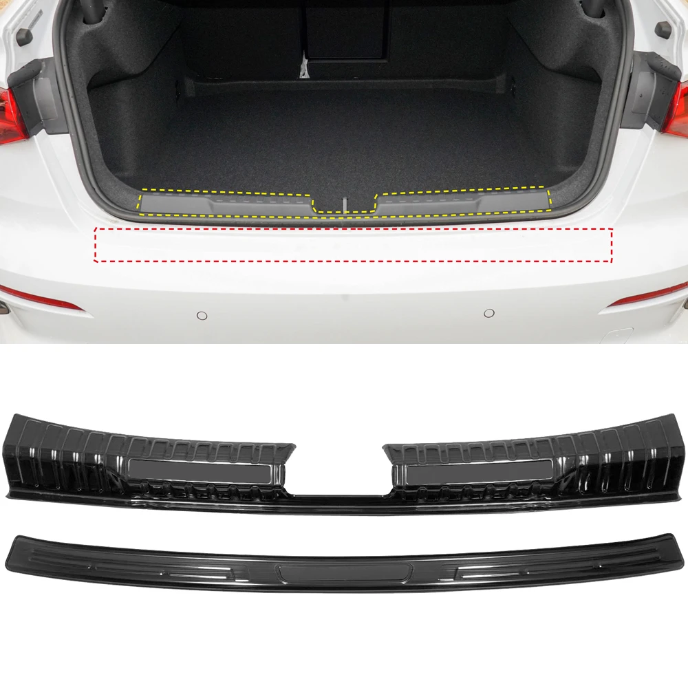 

For Audi A3 8Y 4-door Sedan 2020 2021 2022 Stainless Steel Rear Inner Outer Bumper Plate Cover Protector Car Accessories 2pcs