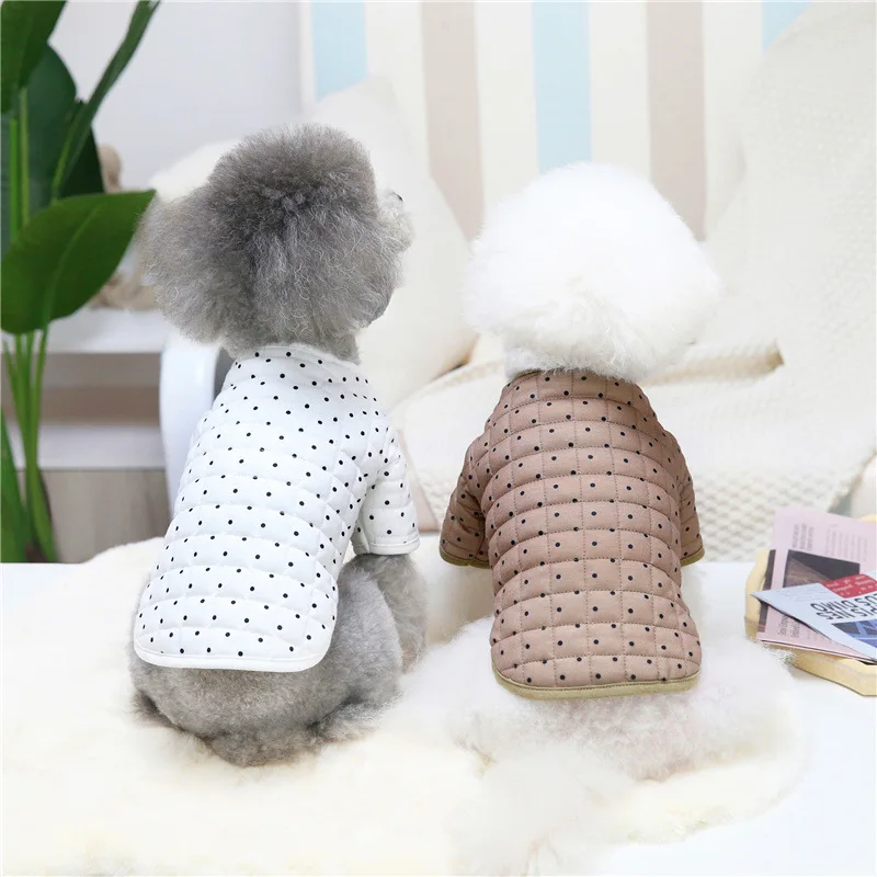 

Dog Clothes Thicken Russian Winter Warm Hooded Puppy Pet Coat Jacket For Small Dogs Jumpsuit Dots Clothing Overalls Outfits
