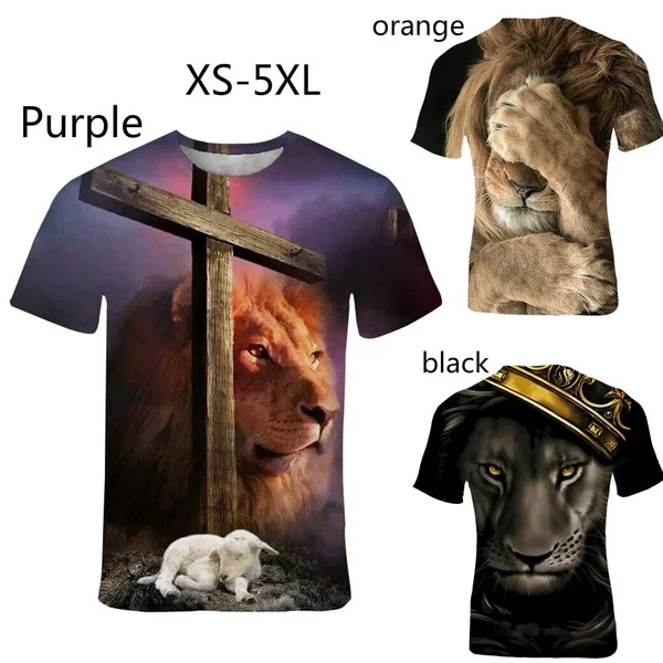

3d Lion Print T-shirt Unisex Fashion Shirt Top Short-sleeved Summer Round Neck t-shirt Funny Shirt Dropshipping