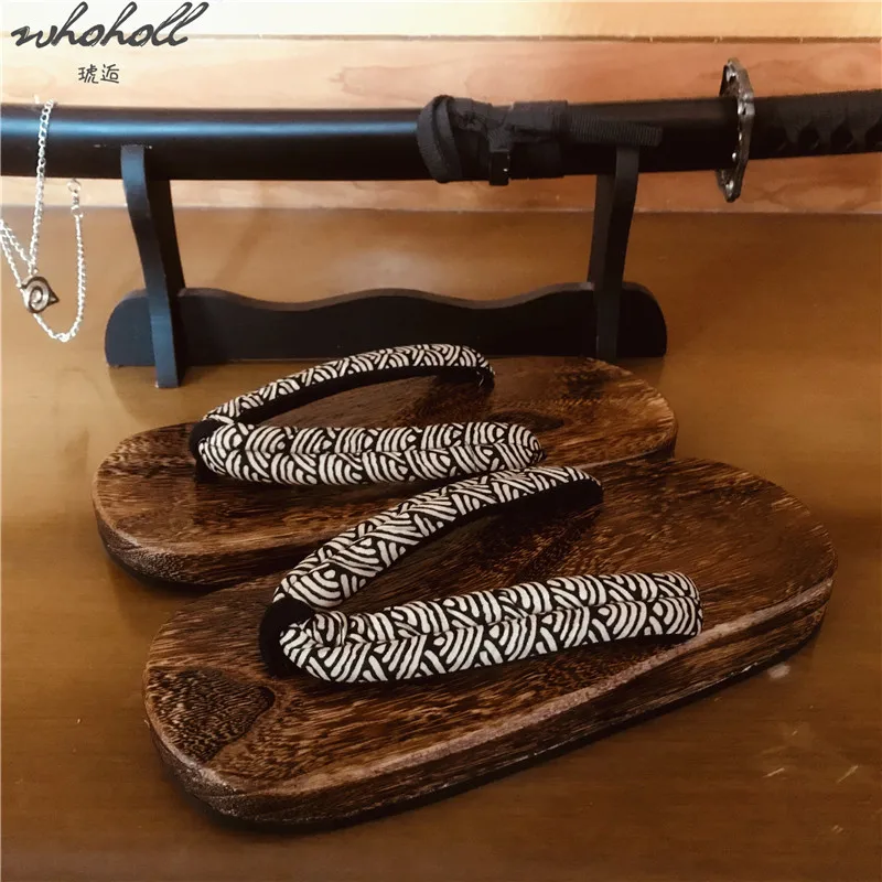 WHOHOLL Geta Summer Man Women‘s Slipper Large Japanese Wood Flip-flops Indoor Flat Non-slip Clogs Slippers Plus Size 47 48 |
