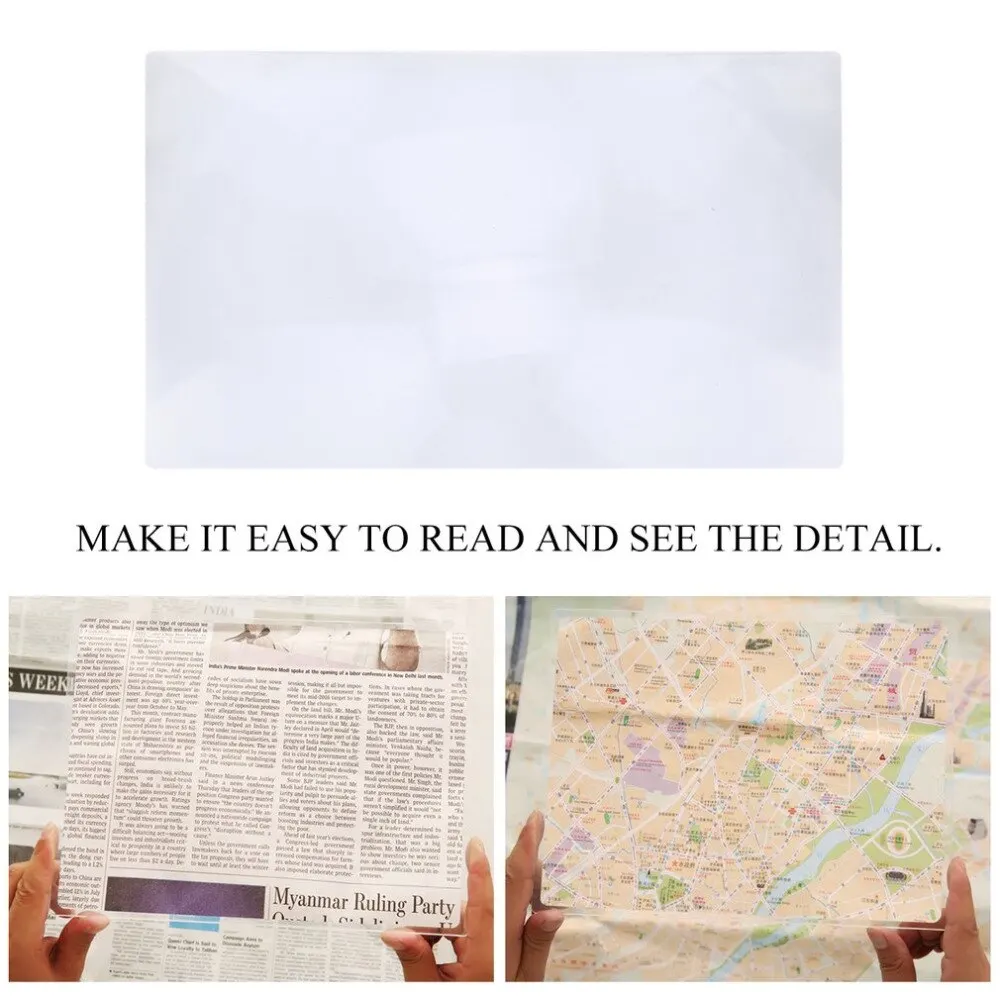 

Magnifying Glass large reading A4 Magnifier Reading Book glasses Full Page 3X Sheet Lens Magnification XL Sheet Fresnel 2018 New