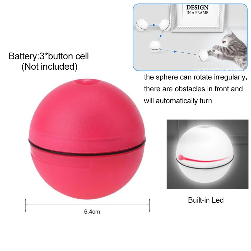 pink HIPET электрическая игрушка для кошек, Интерактивная USB Автоматическая вращающаяся игрушка для собак, шар для домашних животных, умный светодиодный лазерный красный светильник, забавные игрушки для кошек - Цвет: pink