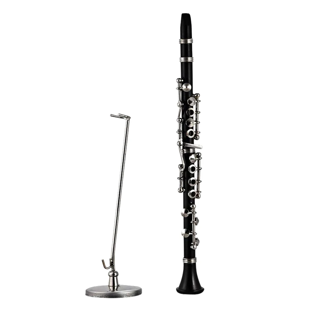 Mini 16cm Clarinet Model Kit Exquisite Desk Musical Instrument Display Bass Decoration With Leather Box Bracket Musicaltoy | Спорт и