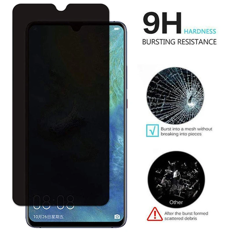 Screen Protector For Huawei P20 P30 P40 Privacy Anti-Spy Tempered Glass For Mate10 20 30 Anti Glare Protective honor 20 30 lite