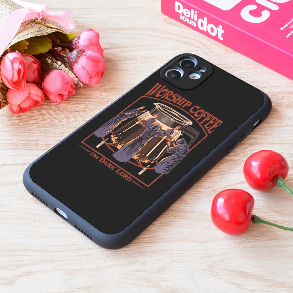 

For iPhone Worship Coffee Print Soft Matt Apple Case