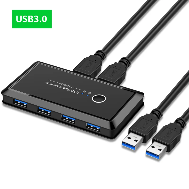 USB KVM переключатель коробка USB 3,0 2,0 переключатель 2 порта ПК обмен 4 устройства для клавиатуры мышь принтер монитор с 2 usb-кабелем - Цвет: USB3.0