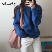yitimoky women winter sweaters autumn 2021 pullovers solid o neck warm knitted top casual comfortable fashion new warm clothes