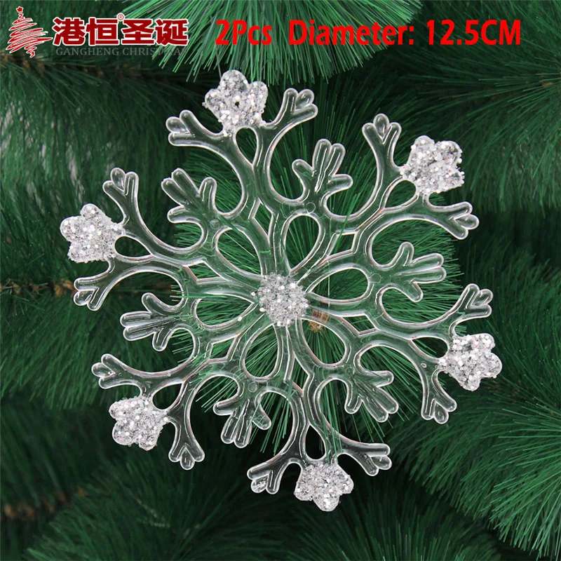 Snowflake 12cmx2 12 шт./упак. 4,5 см прозрачный акриловый снежинки Рождество украшения вечерние фестиваль с утолщённой меховой опушкой, Рождественская елка висячие украшения - Цвет: Snowflake 12cmx2