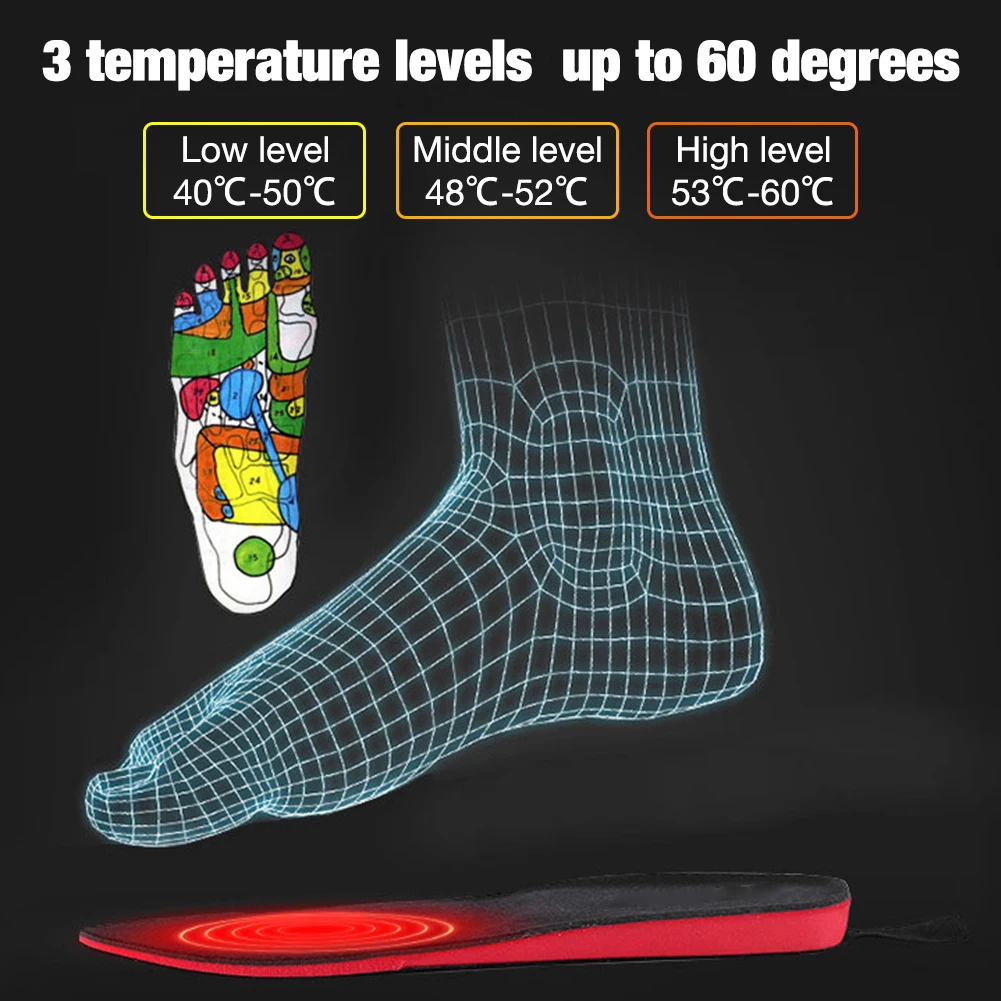 

1900mAh Battery Rechargeable Electric Heating Insoles With Remote Control Winter Warmer Insoles Shoes Pads For Skiing Hunting