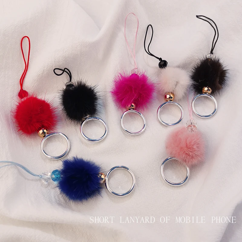 

Hair Ball Finge Ring Lanyard Universal Metal Phone Lanyard Strap for Keys Phone Strap for IPhone Key Lanyard Finger Mobile Stand