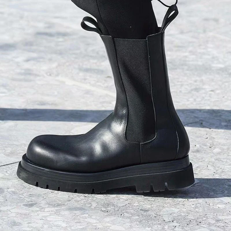 

Winter ankle Platform shoes for woman new Fashion Slip on Round toe goth Consice Flat Short boots Big size 40