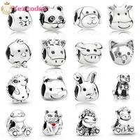 2pcslot alloy silver plated zodiac animal boys and girls beaded suitable for brand bracelets bangles diy jewelry gift making