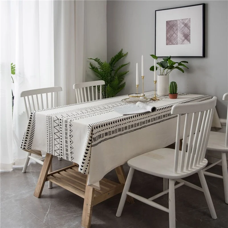 

Geometric Printed Tablecloth Cotton Linen Rectangular Table Cloth For Home Kitchen Tables Desk Wedding Banquet Furniture Decor